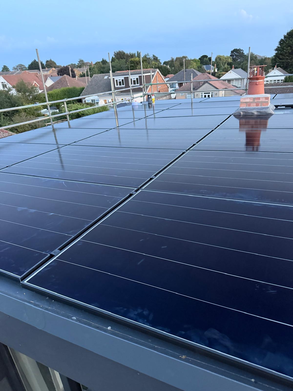 VSK single-ply roofing with AIKO panels. Flat roofing and solar brought together on a Kent installation.